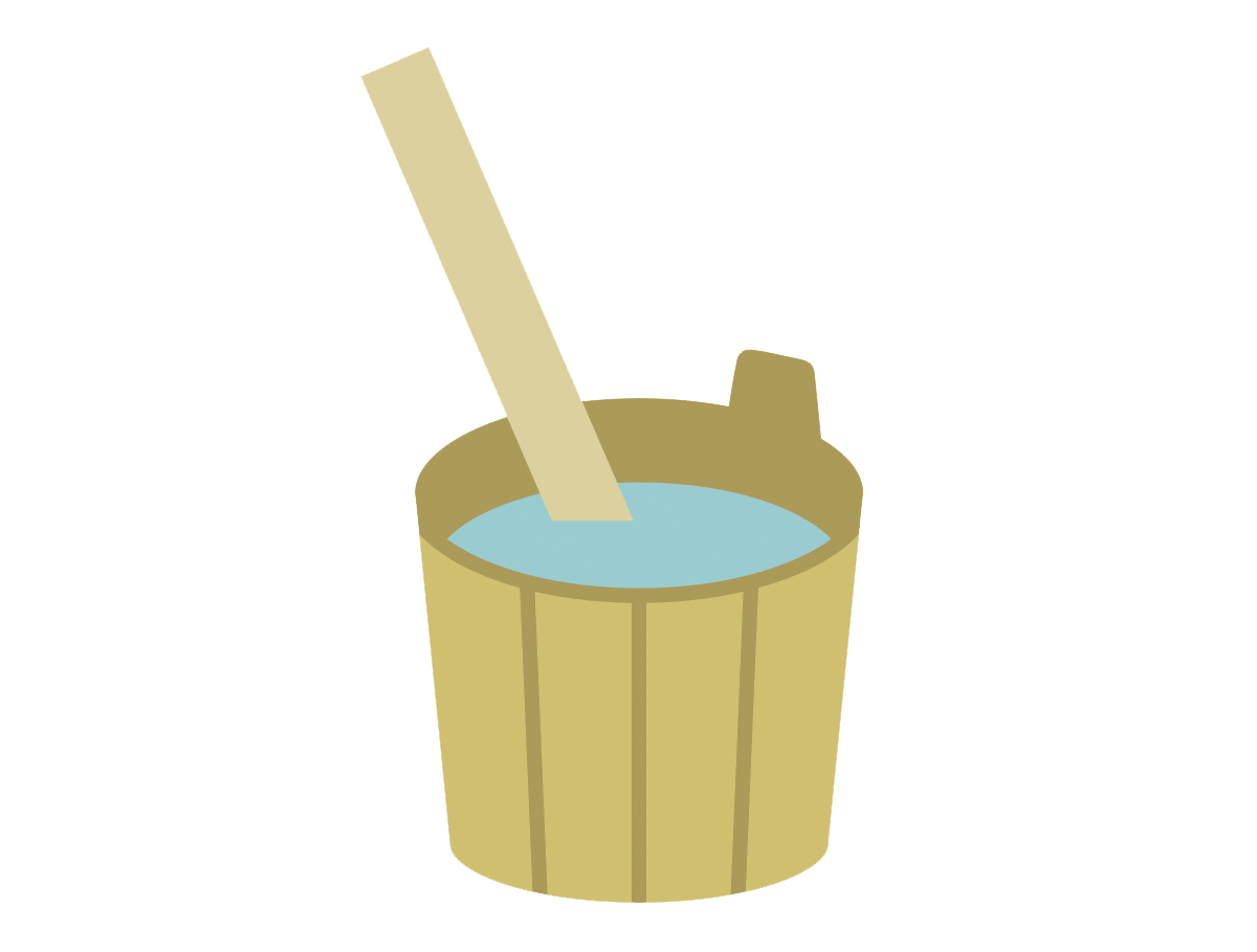 桶と柄杓のイラスト